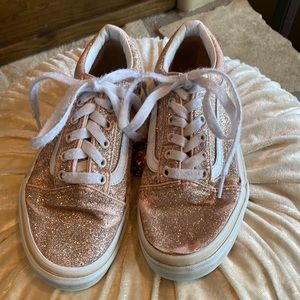 Girls size 4 gold glitter Vans